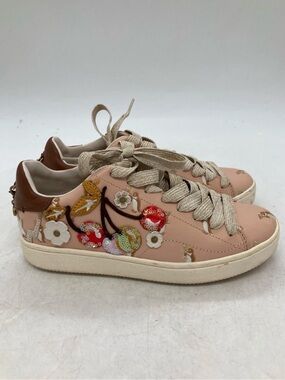 Coach Pink Cherry Floral Appliqué Lace-Up Sneakers size 7